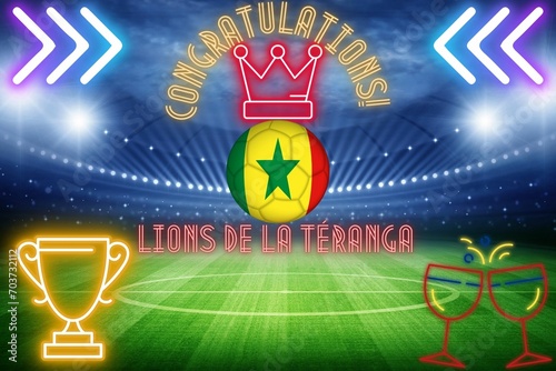 Obraz na plátně carte de congratulation pour l'équipe nationale de football du Sénégal surnommée