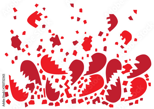 broken heart red pattern design on white background design illustration vector