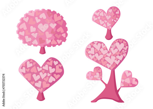 heart tree red on white background. creative pattern illustration vector.

