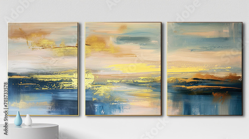interior of a room, Modern abstract gold texture oil painting art