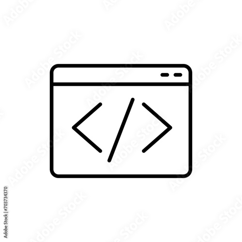 Coding outline icons, minimalist vector illustration ,simple transparent graphic element .Isolated on white background
