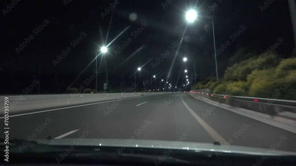 Night Traffic on Road, Driving Car in Dark Highway, Traveling View, POV Night Traffic on Road, Driving Car in Dark Highway, Traveling View, POV