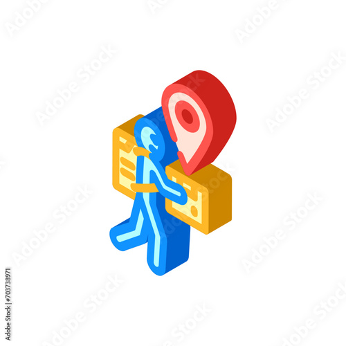 courier map location isometric icon vector. courier map location sign. isolated symbol illustration