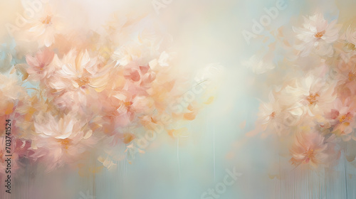 An abstract floral scene using soft brush strokes and muted colors, creating an impressionistic and dreamy floral atmosphere Ai Generative