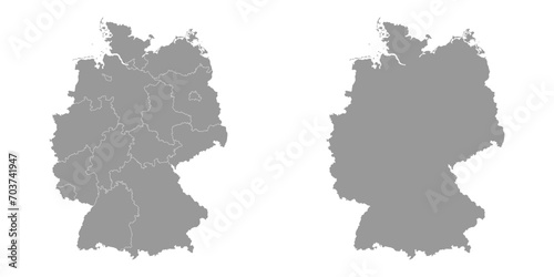 Germany grey map with regions. Vector illustration. photo