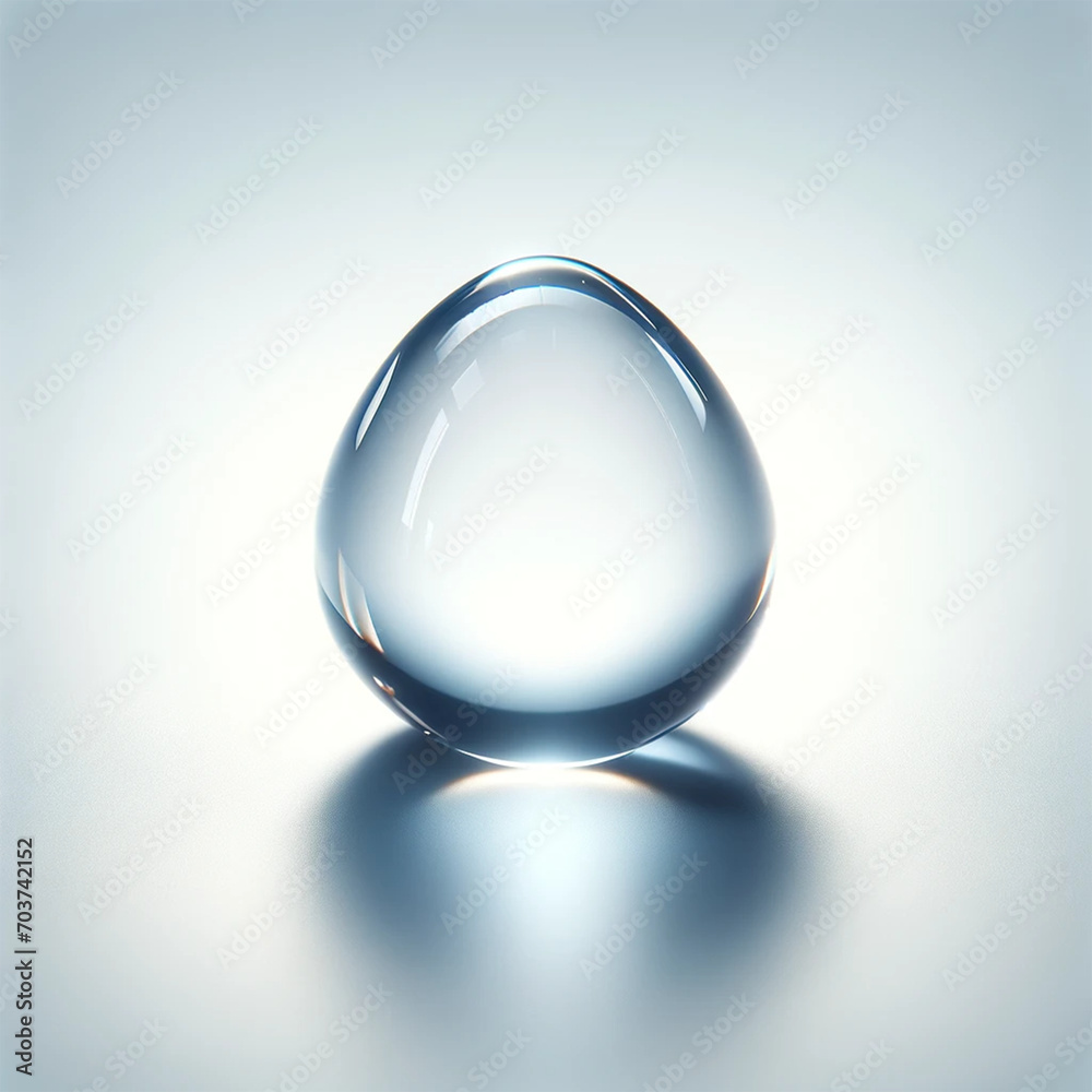 A realistic depiction of a single water droplet on a white background. A realistic depiction of a single water droplet on a white background.