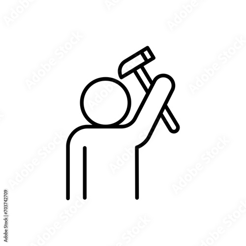 Repairman outline icons, minimalist vector illustration ,simple transparent graphic element .Isolated on white background
