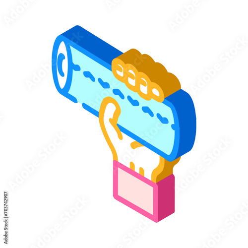 hand holding paper towel roll isometric icon vector. hand holding paper towel roll sign. isolated symbol illustration