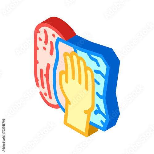 soaking spills with paper towel isometric icon vector. soaking spills with paper towel sign. isolated symbol illustration
