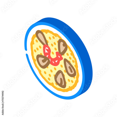 paella dish spanish cuisine isometric icon vector. paella dish spanish cuisine sign. isolated symbol illustration