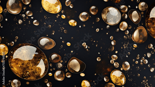 Opulent Elegance: Luxury Gold and Marble Texture Banner with Noble Round Drops