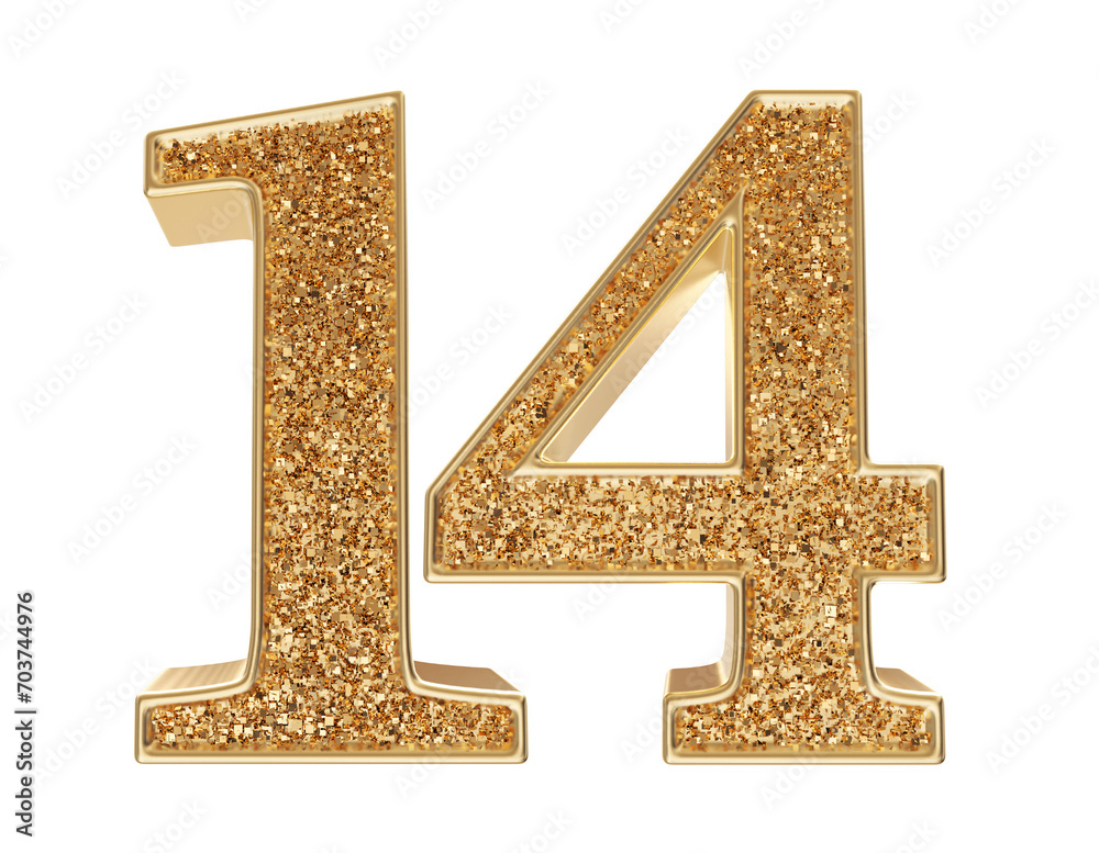 Gold 3d Number 14 luxury render Gold 3d Number 14 luxury render
