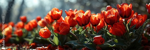Holiday Birthday Background Red Tulips Flowerbed, Banner Image For Website, Background, Desktop Wallpaper © Pic Hub