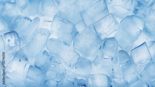 Arctic Elegance: Panoramic View of Ice Cubes, Capturing the Essence of Cool Water