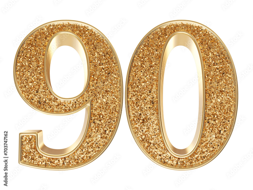 Gold 3d Number 90 luxury render Gold 3d Number 90 luxury render