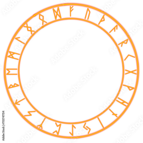 Quadro su tela Neon circle of runes