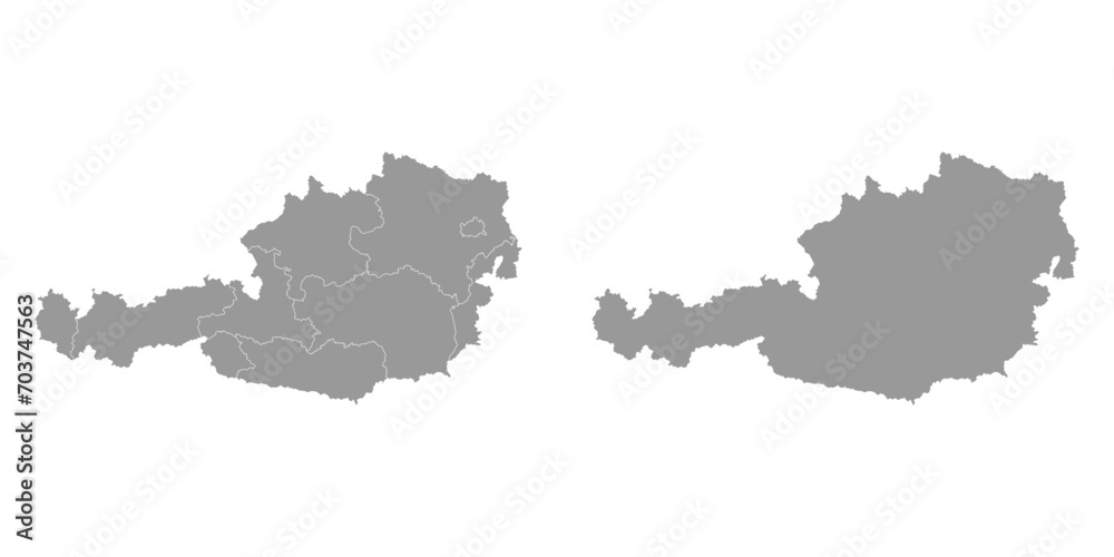Obraz premium Austria grey map with states. Vector illustration.