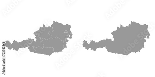 Austria grey map with states. Vector illustration.