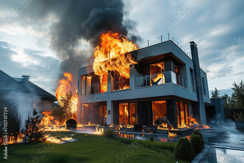 Brand in einem modernen Haus photo