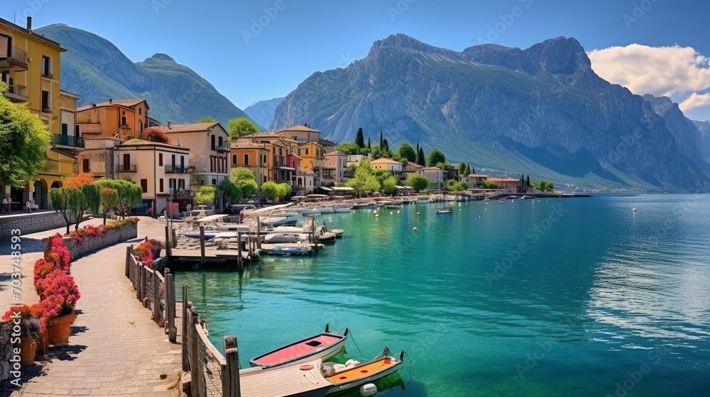 Idyllic Riva del Garda: Tranquil Beauty by Lake Garda in Trentino, Italy