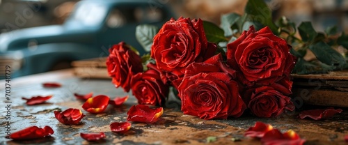 Red Car Gift Box Roses Flowers, HD, Background Wallpaper, Desktop Wallpaper