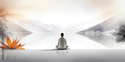Empower your Life Force.The Spiritual Sun Meditation Experience.World Yoga Day.AI Generative  photo