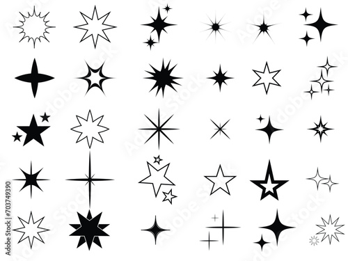 Twinkling stars.Shine icons.Sparkle star icons.Star icons. Sparkles, shining burst. Christmas vector symbols isolated. Design on white background.