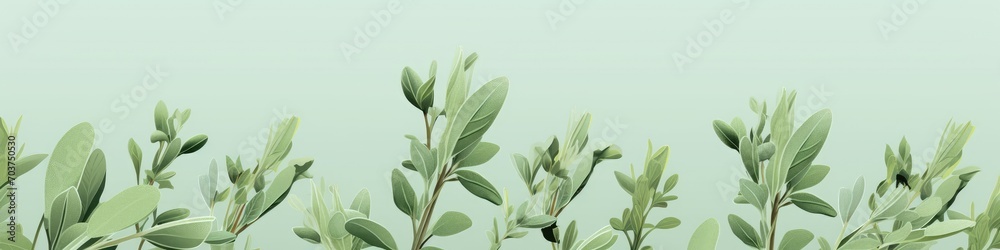 Sage herb on the light green background as banner, herbalism concept Sage herb on the light green background as banner, herbalism concept
