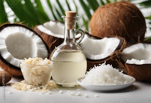 Organic coconut products for spa treatment cosmetic or food ingredients Oil water and shavings