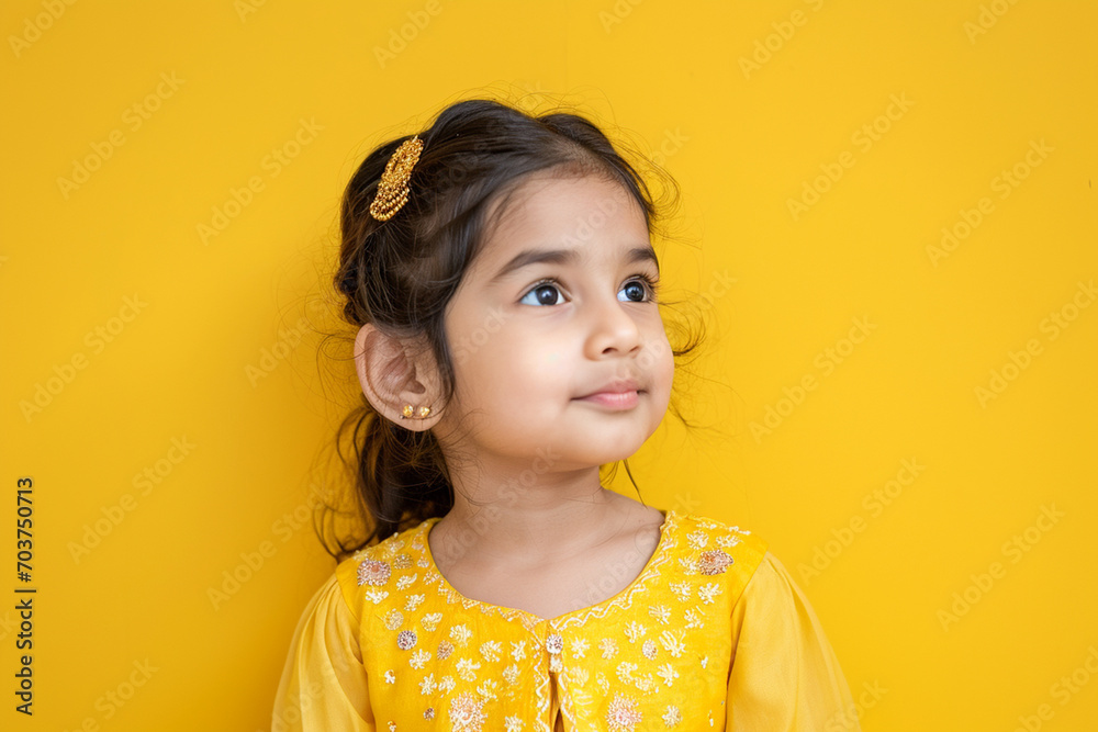 Φωτογραφία Little Indian fashion kid portrait isolated on color background
