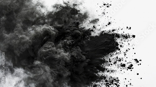 Abstract black powder splash background, paint brush