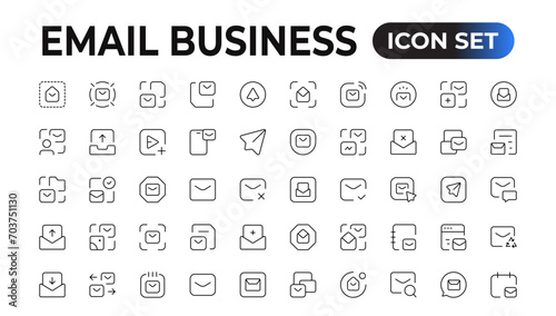 Email icons Pixel perfect. Send, message, internet Set of thin line web icon set, simple outline icons collection, Pixel Perfect icons, Simple vector illustration. © artnazu