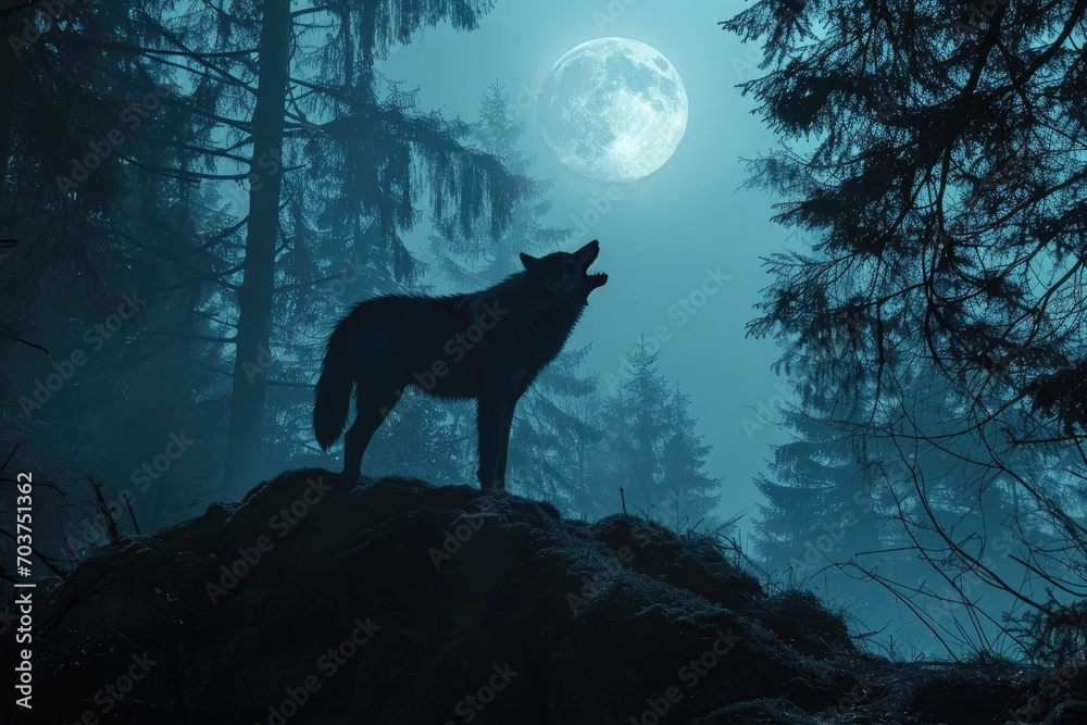 werewolf howling at the moon in a forest howling wolf werewolf howling at the moon in a forest howling wolf