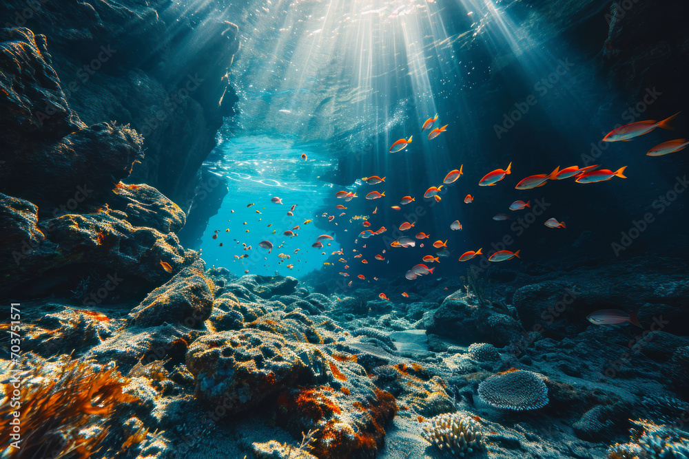 Cave Diving Under a Crystal Blue Ocean.