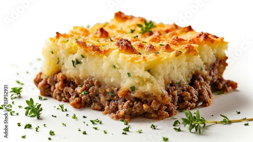 Shepherd's pie isolated on a white background