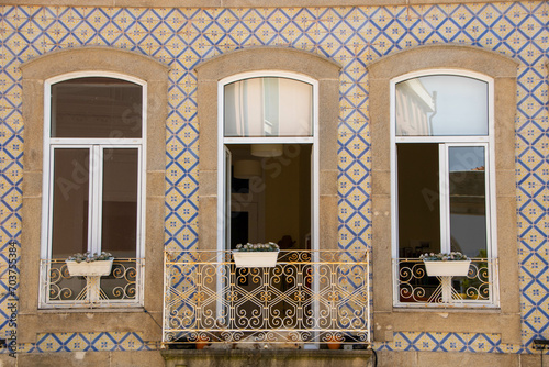 decorated window of an historic building at  Aveiro