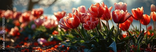 Spring Background Pink Tulips Flowers Beautiful, Banner Image For Website, Background, Desktop Wallpaper © Pic Hub
