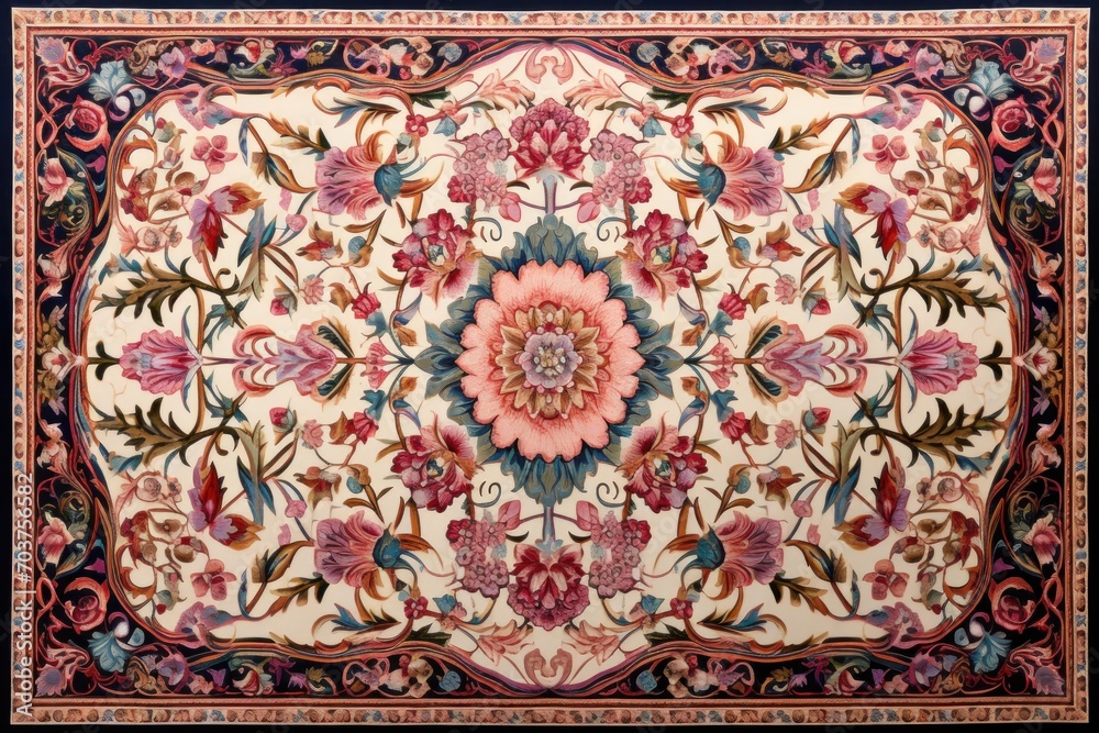 Ornate Persian carpet design with intricate floral motifs.
