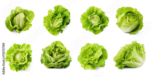 Set of Lettuce top view isolate on transparency background png 