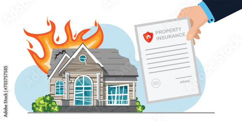 Home insurance property isolated on white.