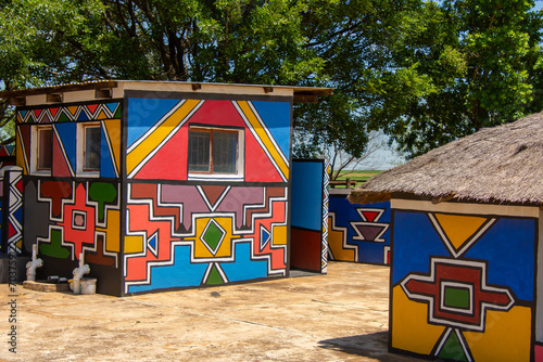 Original architecture of a traditional Ndebele village in South Africa