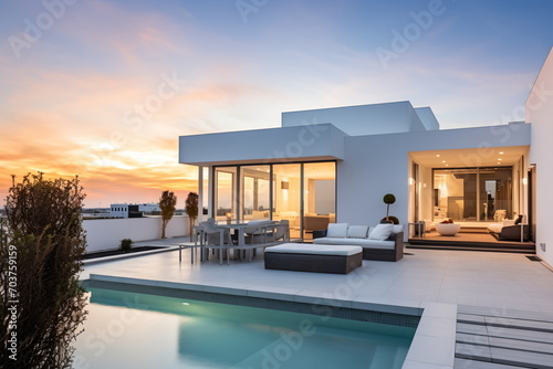 Modern villa with swimming pool and terrace
