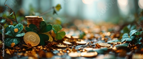 St Patricks Day Decorations Gold Coins, HD, Background Wallpaper, Desktop Wallpaper