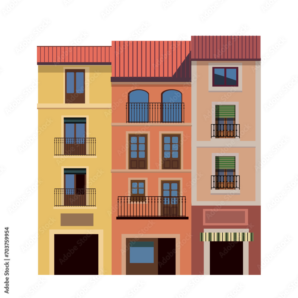 old european town flat style vector illustration
