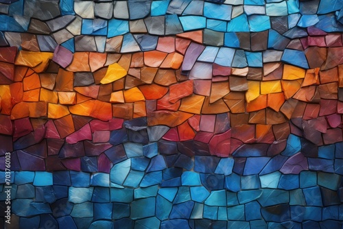Vibrant mosaic tiles. Artistic geometric layout.