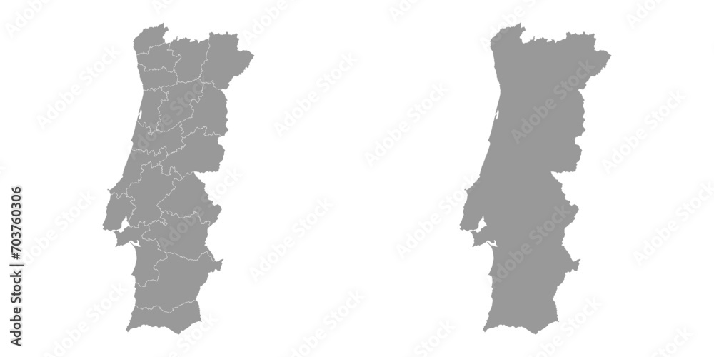 Portugal map with Districts. Vector Illustration. - obrazy, fototapety, plakaty 