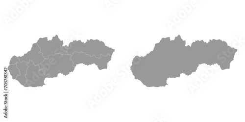 Slovakia gray map with regions. Vector illustration.