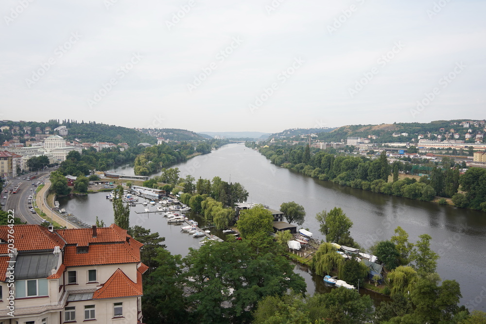 View from the high Bank of the Vltava river. Prague. Czech Republic
