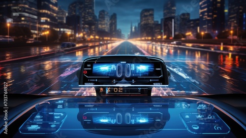self driving, Head Up Display, autonomous car, Generative AI photo