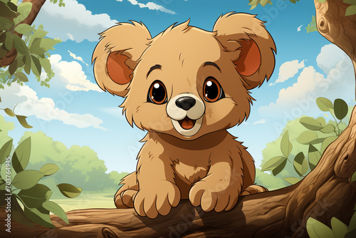 stail cartoon koala under the tree